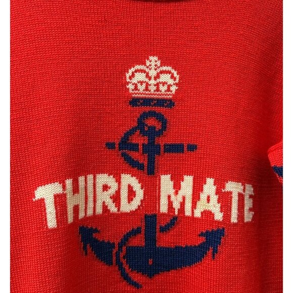 Vintage Blades Wool Sweater Medium Third Mate Anchor Graphic Red Nautical Sailor - Picture 3 of 13